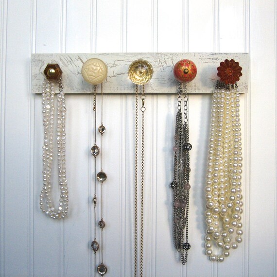 Hanging Jewelry Rack / Necklace Organizer in Rich Hues