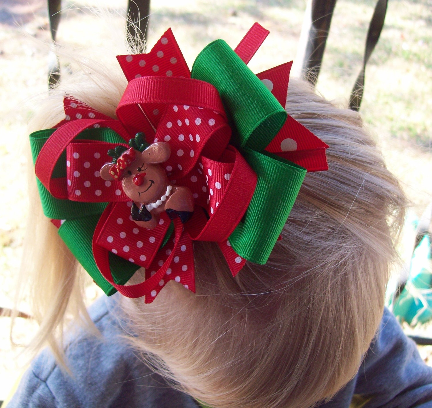 Christmas Hair Bow Boutique Style Reindeer Christmas Hair