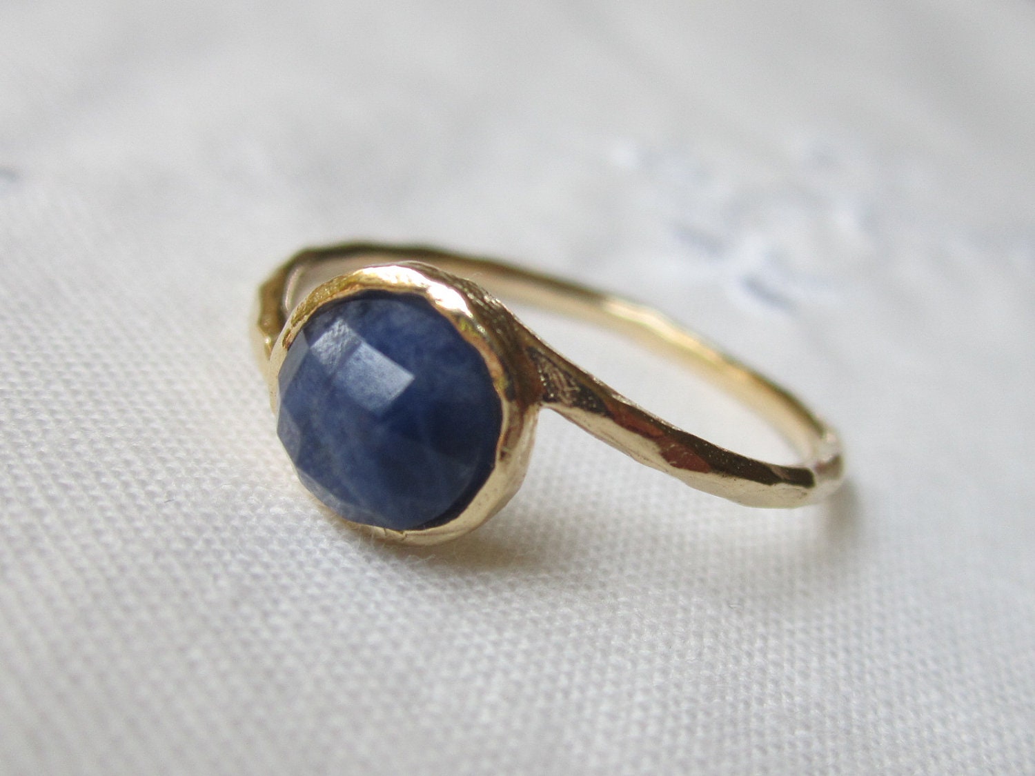 Blue stone gold ring Sodalite ring Gemstone ring stacking