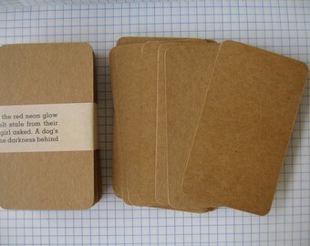 Set of 100 Kraft Business Cards,Blank Mini Note Cards Rounded Corners