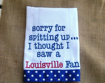 Embroidered burp cloth - Kentucky -Memphis-Louisville-Tennessee-you can name your team