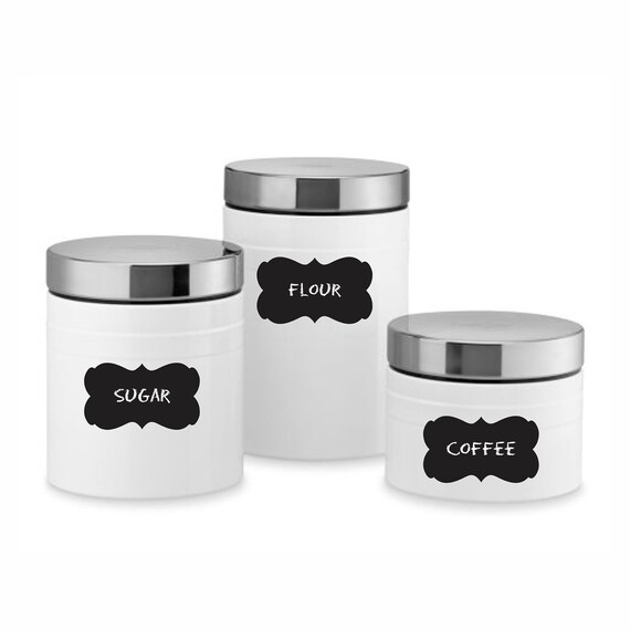 Canister Labels Front Page Scroll Frame Black & White