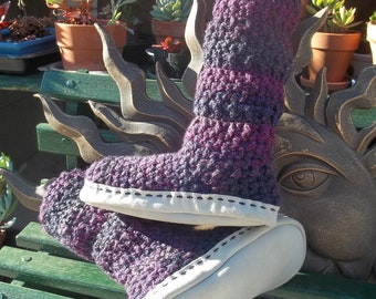Hues of Purple Moccasin-Boot Slippers. Super Cushy Comfy Thick Sole ...