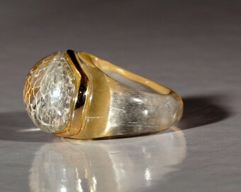 Vintage 80s Ring Plexiglass Ring Chubby Ring Dressy Ring French Jewellery SIZE 6 US