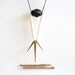 LAST ONE geometric, tribal, brass, black wood, white bone beads and black rope, long, beaded necklace