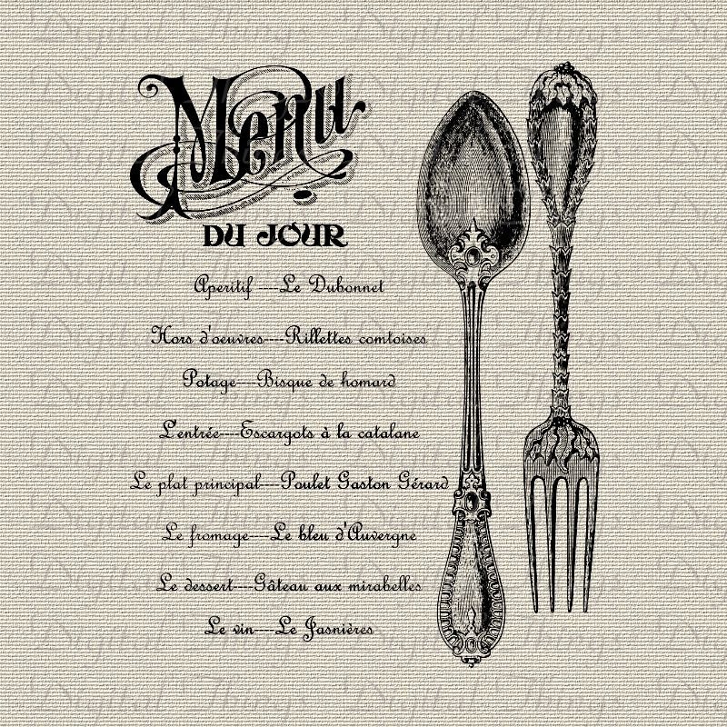 French Menu Wall Decor Sign Print Printable Digital Download