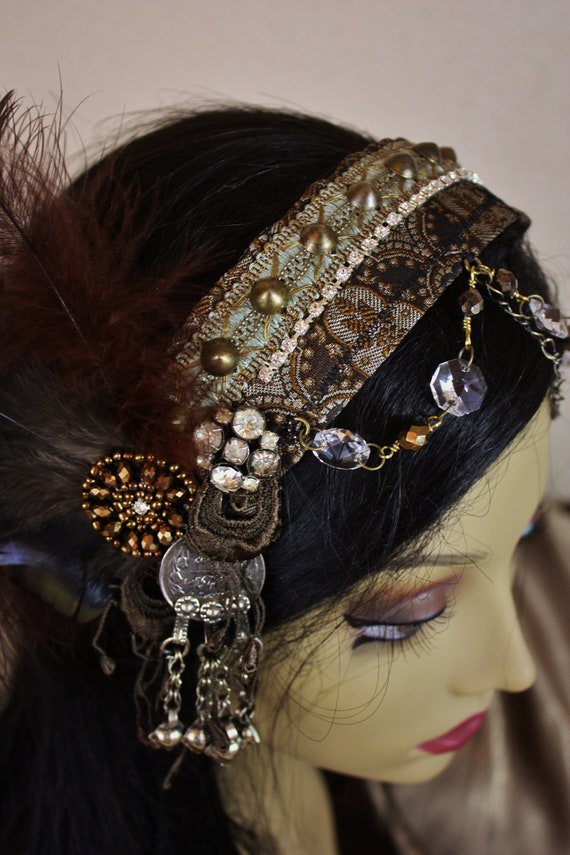 Tribal Fusion Headpiece Turkish Coffee Bellydance Headdress