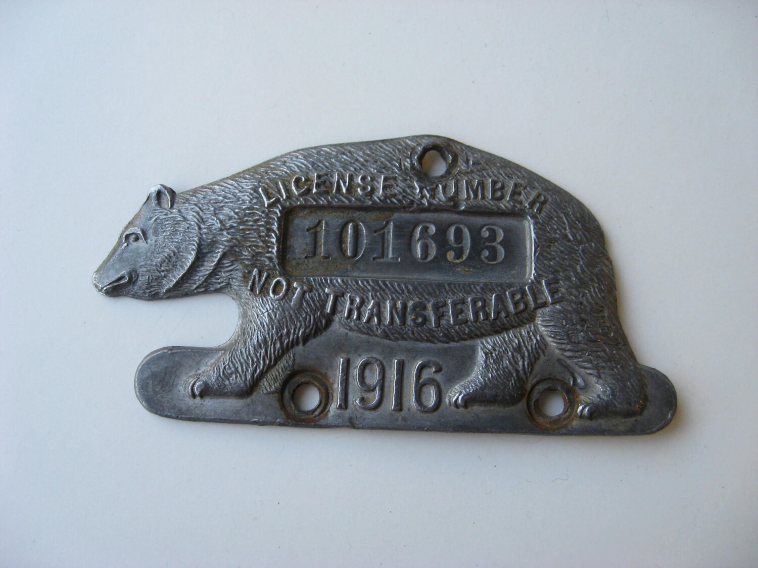 1916 California License Plate Bear Tag