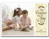 Modern Photo Christmas Card Classic Gold Damask Brown Script Elegant Holiday Card Greeting Card DIY Digital or Printed - Kipling style Il_170x135