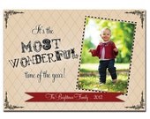 Modern Photo Greeting Card French Type Diamond Stitch Elegant Holiday Card DIY Digital or Printed - Brightman style Il_170x135