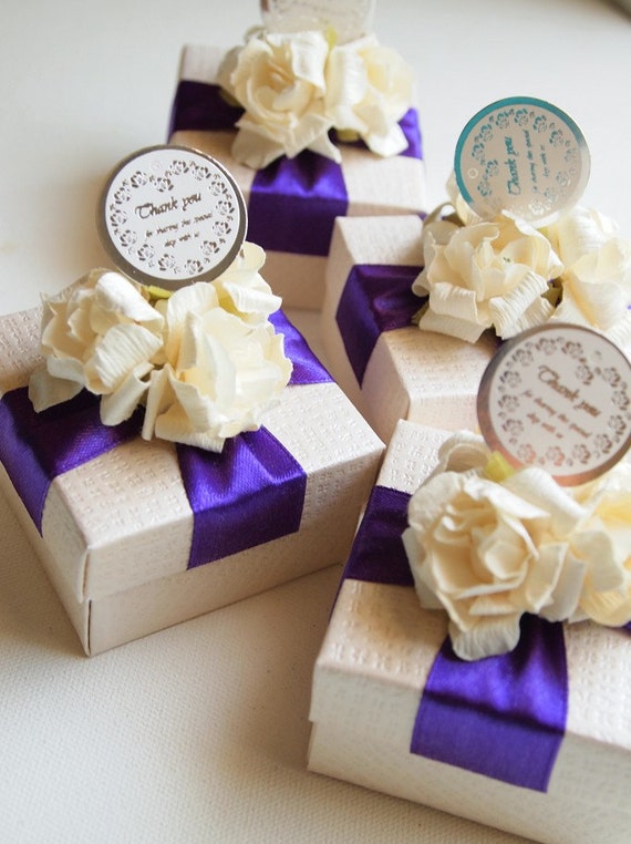 Items similar to Wedding Favors Bridal Shwer Favor Purple Violet Ivory Ring Jewelry Box, Baby
