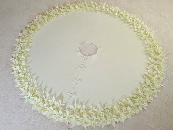 54 christmas tree skirt in ivory felt with hand cut and 54 christmas tree skirt in ivory felt with hand cut and