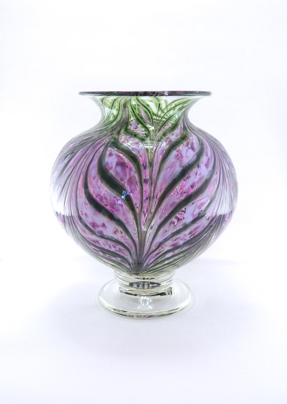 Hand Blown Art Glass Vase Large Hyacinth Purple And