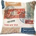 Passport Linen Pillow Throw Cover - Decorative Traveler Stamp Pillow Cover in Red Blue Gold 16x16
