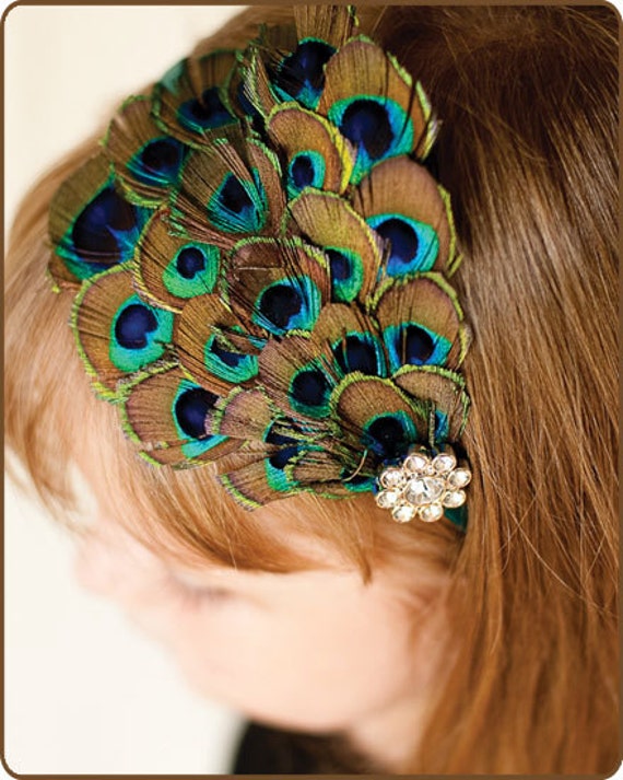 Peacock Feather Headband Baby Headband Newborn Feather