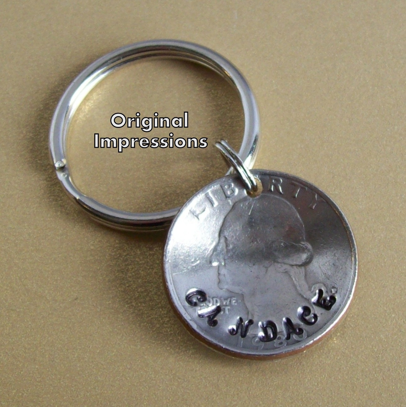 Custom personalized quarter coin keychain key chain key ring