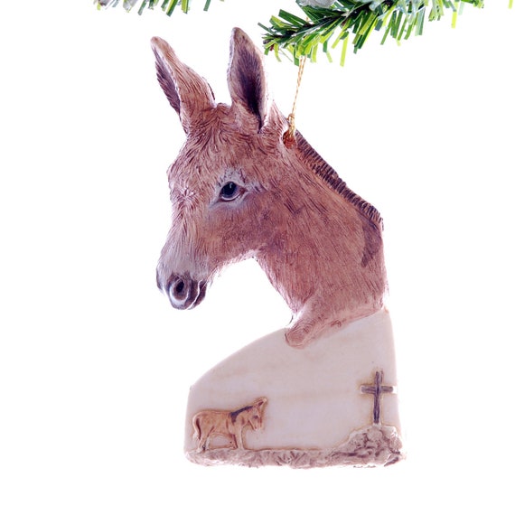Donkey Ornament Miniature Donkey Christmas by Christmaskeeper