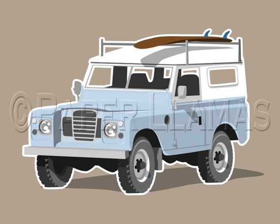 surfer wall art Land Rover surf jeep other by PaperLlamas