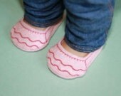 Pink Ruffle Design on Pink Felt Shoes for Dolls fit 18" like American Girl and Bitty Baby Dolls Easy Slip-on Christmas Stocking Stuffers Il_170x135