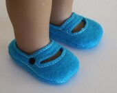 Mary Janes Doll Shoes Aqua Felt Easy Slip On fit 18" like American Girl and Bitty Baby Dolls Christmas Stocking Stuffers Il_170x135