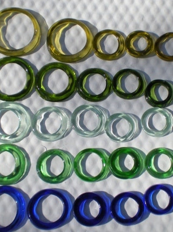 GLASS RECYCLED BOTTLE Rings necks for various projects
