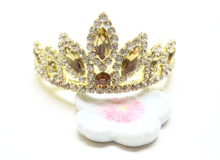 Rhinestone Princess Crown Gold Tiara Comb For By Lovelikestyle
