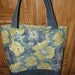 Tote, Market Bag, Library Bag, Work Tote, Green, Denim, Large tote bag