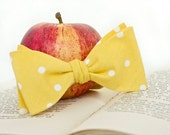Boys Bow Tie School Picture Photo Prop Yellow Polka Dot Freestyle