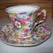 Marked Down-Chintz Teacup & Saucer, James Kent "Du Barry"