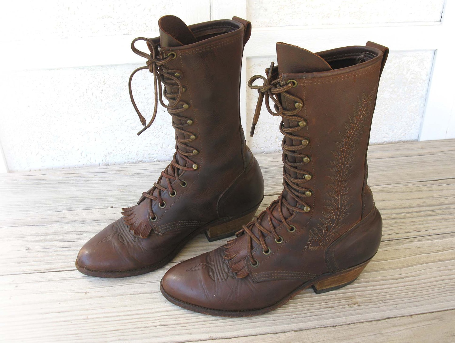 Men's ABILENE Brown Leather Lacer Packer Cowboy Boots size