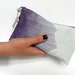 Ombre silk clutch purse, deep and pale purple and pale green ombre dyed silk dupion clutch purse with leather tassel