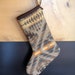 Navajo Christmas stocking in Pendleton wool, Diamond Desert pattern of chevrons and geometrics, in earthy browns and tangerine
