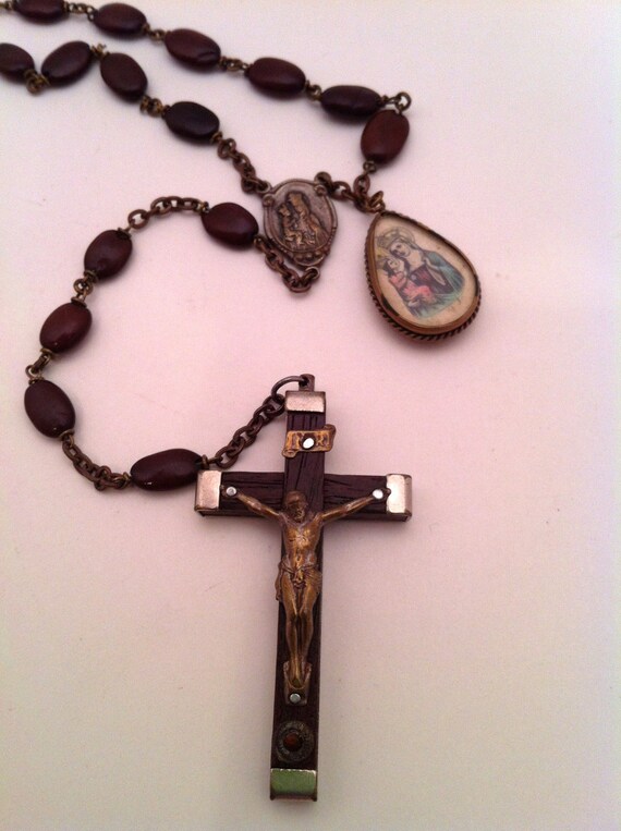 Brown Wooden Rosary St. Anne De Beaupre Patron Saint of