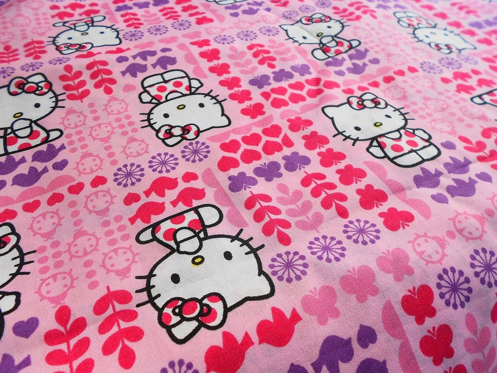 New HELLO KITTY Fabric Licensed Pink/Purple by BlondiesBarnDoor