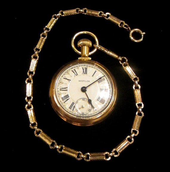 Vintage Westclox 40423 Train Pocket Watch with Chain by MimiCloset