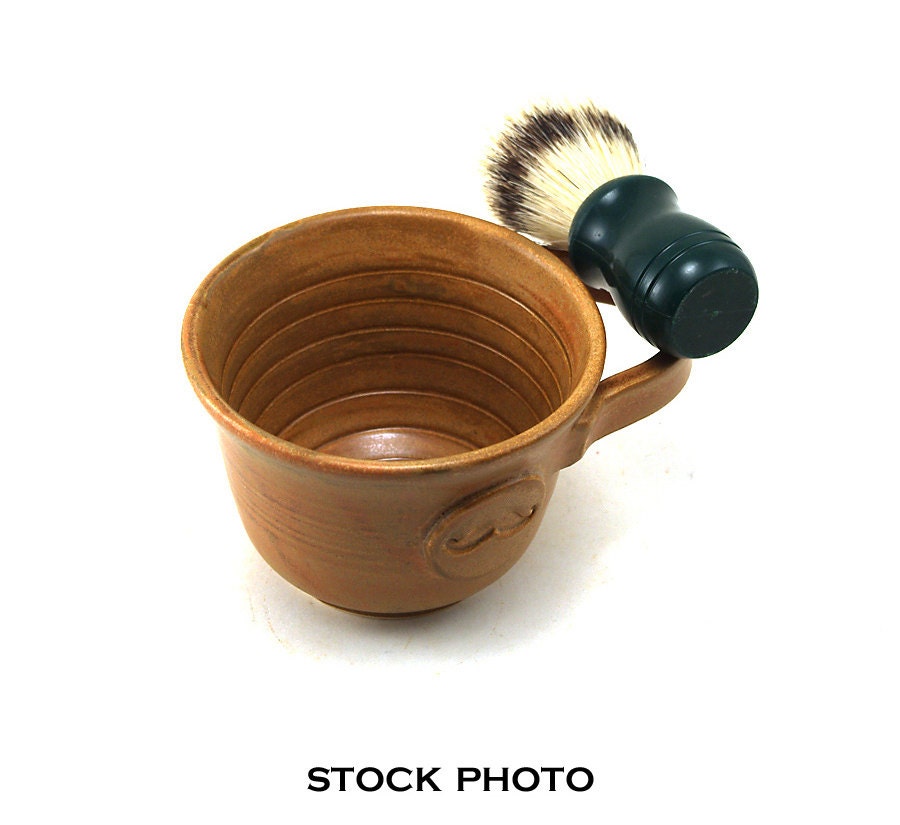 Mustache Shaving Mug Brown Ceramic Moustache Shave Cup