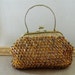 Vintage Amber Beaded Handbag with Metal Handle - 1960s