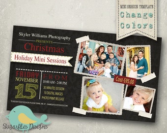 Christmas Card PHOTOSHOP TEMPLATE Family by SugarfliesDesigns