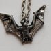 SALE 80s 90s Grunge Goth Pewter Bat Necklace