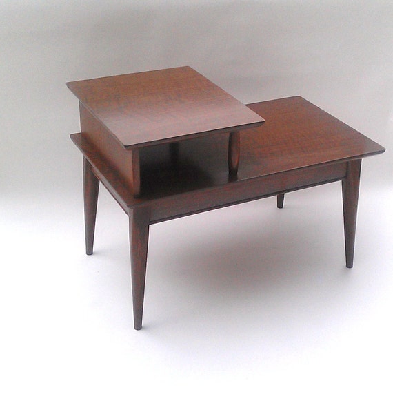RESERVE for Chris Mid Century Modern End Table Two Tiered