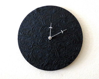 Minimalist Wall Clock, Black Clock, Unique Wall Clock, Home and Living, Decor & Housewares, Home Decor, Recycled Art, Unique Gift,