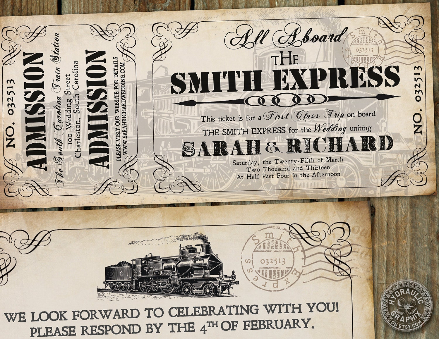 Steampunk Printable Train Ticket Invitation by HydraulicGraphix