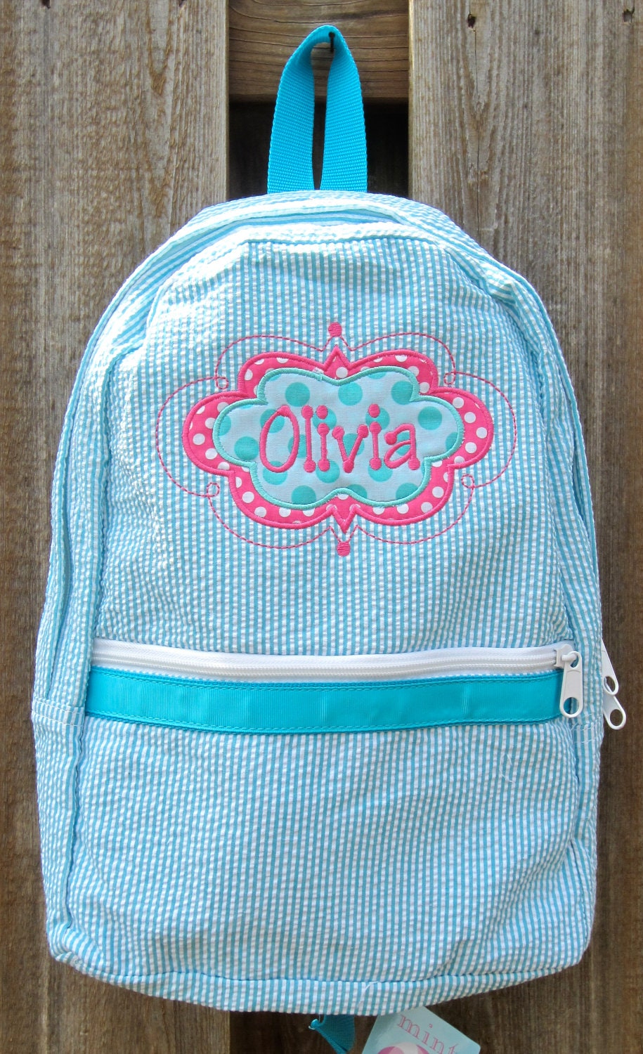 Personalized Seersucker Backpack