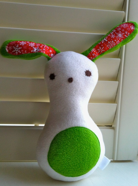 Items similar to Holiday Bunny Plush Fleece Toy on Etsy
