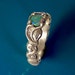 Opal spiral and leaf ring, solid sterling silver