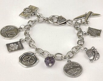 Personalized Travel Bracelet with Your Initial, Zodiac and Birthstone