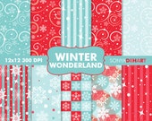 50% OFF SALE Digital Papers Winter Wonderland Snowflakes Christmas Instant Download Il_170x135