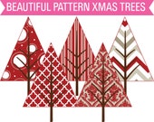50% OFF SALE Clipart Country Christmas Patterned Christmas Trees Commercial Use Instant Download Royalty Free Il_170x135