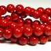 6mm Cherry Red Fossil Stone Round Beads - 16 Inch Strand - BA6