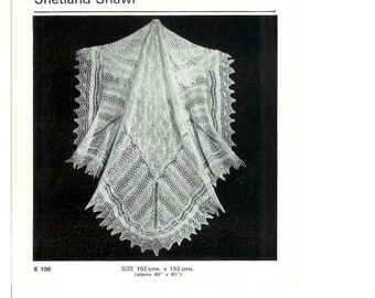 Vintage pdf Knitting Pattern Templetons 106 Shetland Shawl - 2 ply / fingering Baby Shawl